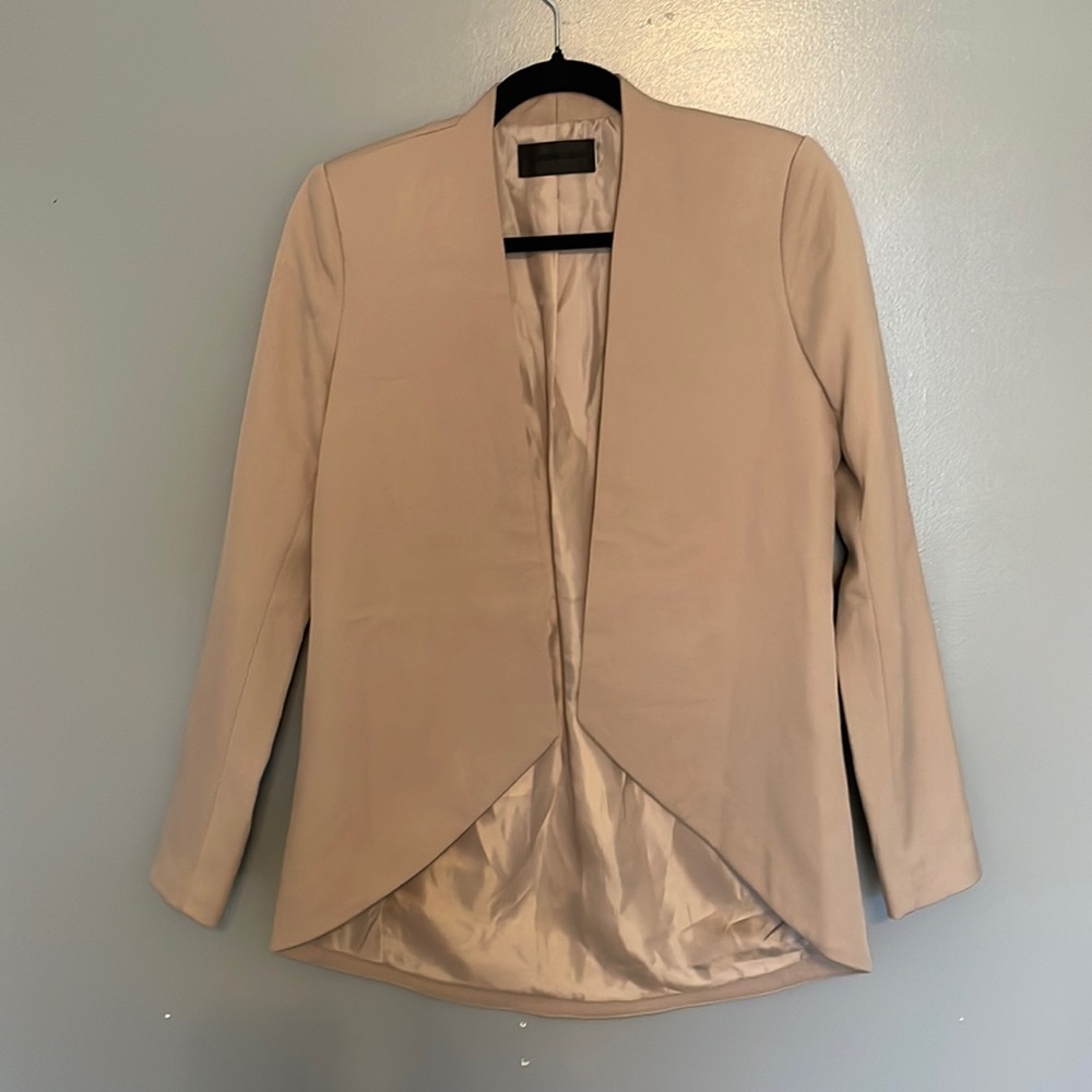 Blaque Label Tan Open Front Structured Blazer Women’s Size Small